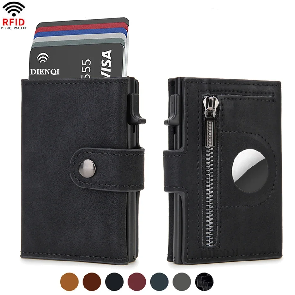 Card Top Loader - Rfid cuir Airtag hommes portefeuilles de